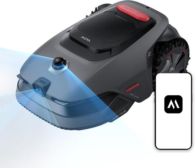 MOVA LiDAX Ultra 1000 Robot Lawn Mower Wire Free for 1/4 Acre, RTK-Free+360° 3D LiDAR+AI Vision Auto Mapping, Zero-Edge Cutting, Cutting Height 1.2"-3.9", 45% Slope, Up to 150 Managed Zones Dual Maps