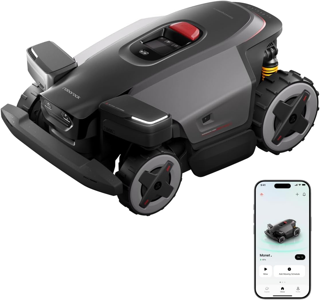 roborock RockMow X115H Robot Lawn Mower, Wire-Free 4WD Robot Lawn Mower with Full-Band RTK + Quad-Vision Navigation, Auto Mapping, Multi-Sensor AI Obstacle Avoidance, 80% Slope, Covers Up to 0.37 Acre